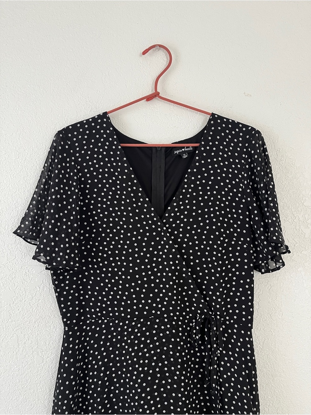 Sequin Hearts Black & White Polka Dot Dress